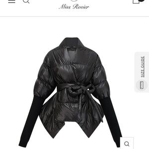 NWOT [$339] Miss Rosier Ghislaine Batwing Black Duvet Puffer Jacket. size Small